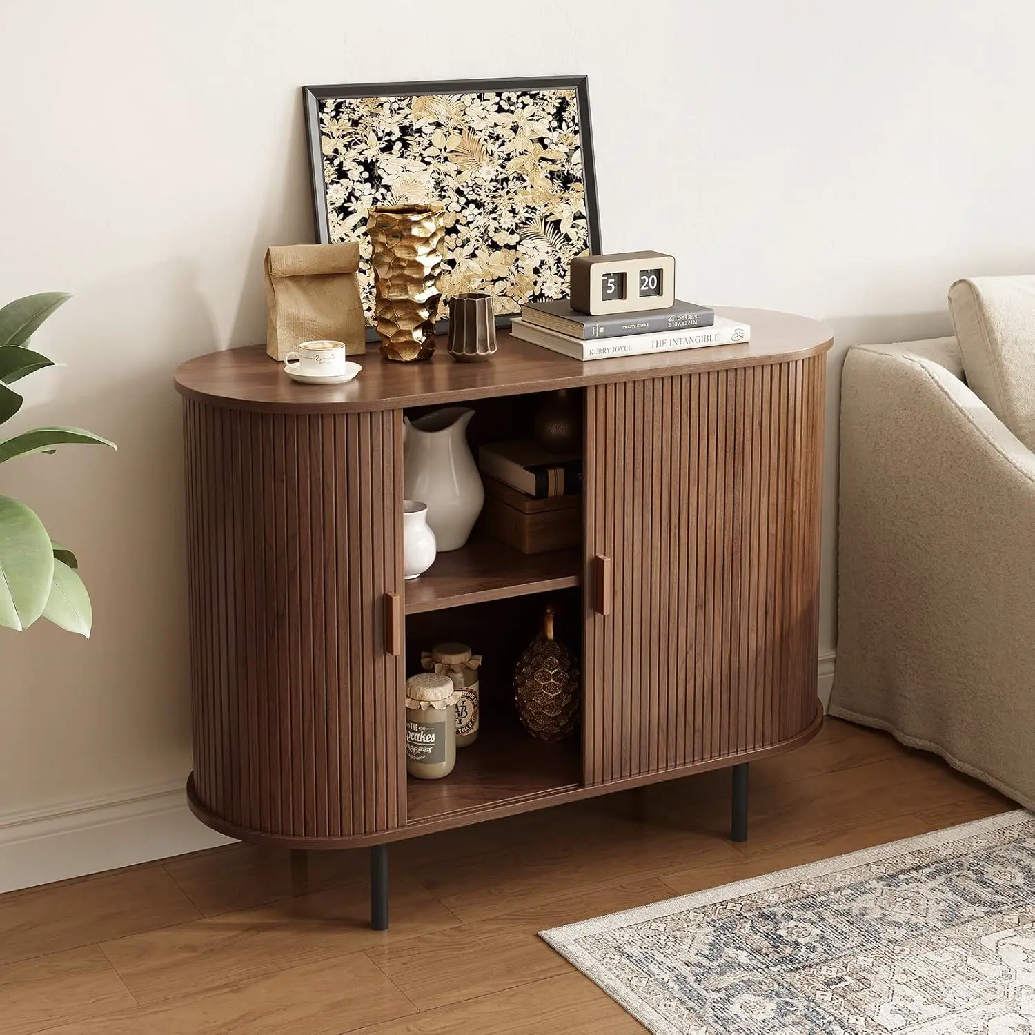 Bufet modern cu uși glisante și fronturi riflate, imagine 9